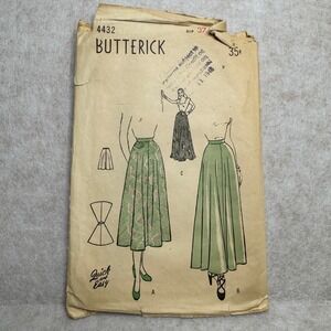 Vintage 1940s Butterick‎ 4432 Four-Gore Skirt Sewing Pattern Quick Easy
